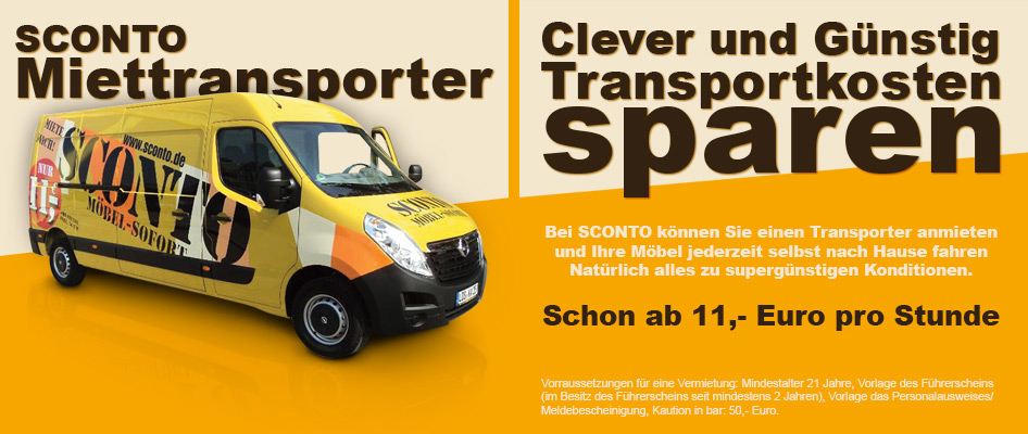 Günstige Konditionen für den Sconto Miettransporter