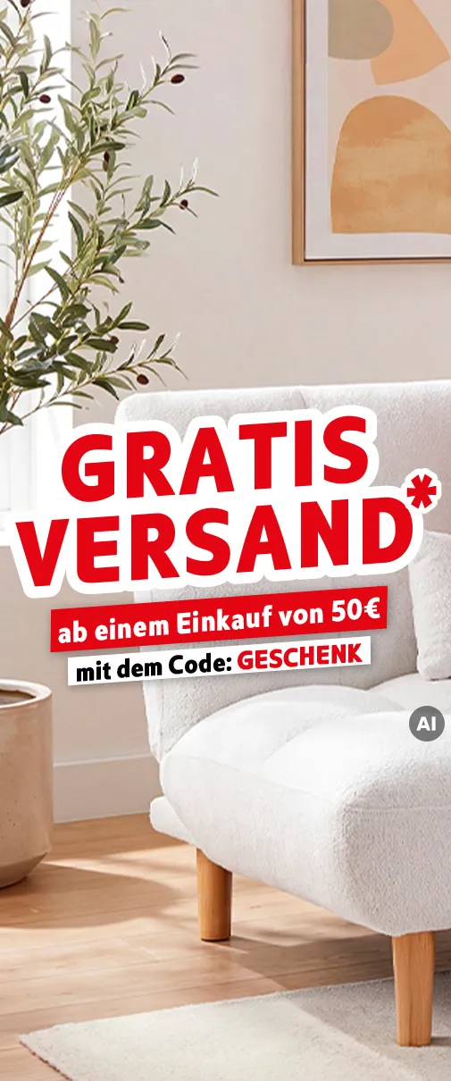 Gratis Versand* ab einem Einkauf von 50€ mit dem Code: Geschenk. KI-generiertes Bild