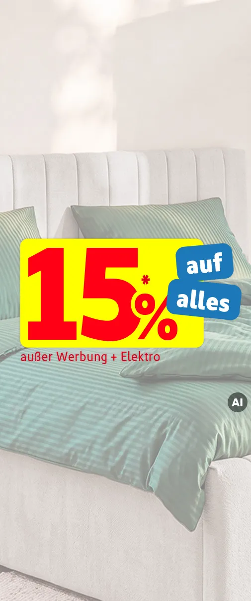 SSV - Krasse Rabatte + Mega Sonderangebote: 15%* auf alles außer Werbung & Elektro. KI-generiertes Bild.