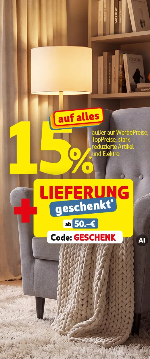 Gratis Versand* ab einem Einkauf von 50€ mit dem Code: Geschenk. KI-generiertes Bild