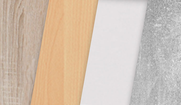 Varianten: Holzoptiken, Weiß, Betonoptik