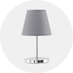 Graue Tischleuchte mit silbernem Fuß
