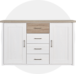 Kommode in Weiß und Holzoptik