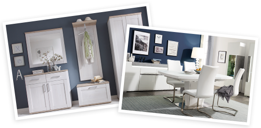 Fotorahmen mit einer weißen Garderobe, Fotorahmen mit einen weißen Esszimmer