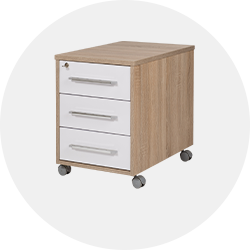 Rollcontainer in Holzoptik und Weiß