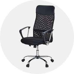 Schwarzer Bürostuhl mit Akzenten in Chrom