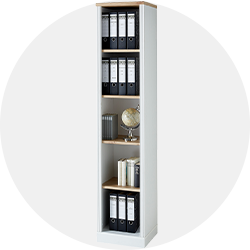 Weißes Büroregal mit Holzakzent