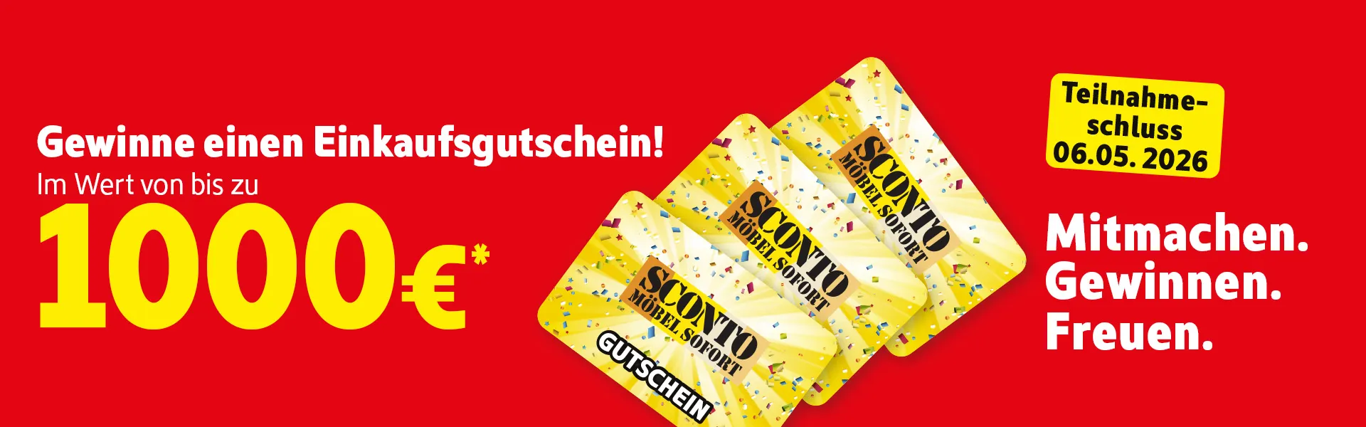 Gewinne einen Einkaufsgutschein im Wert von bis zu 1000 Euro