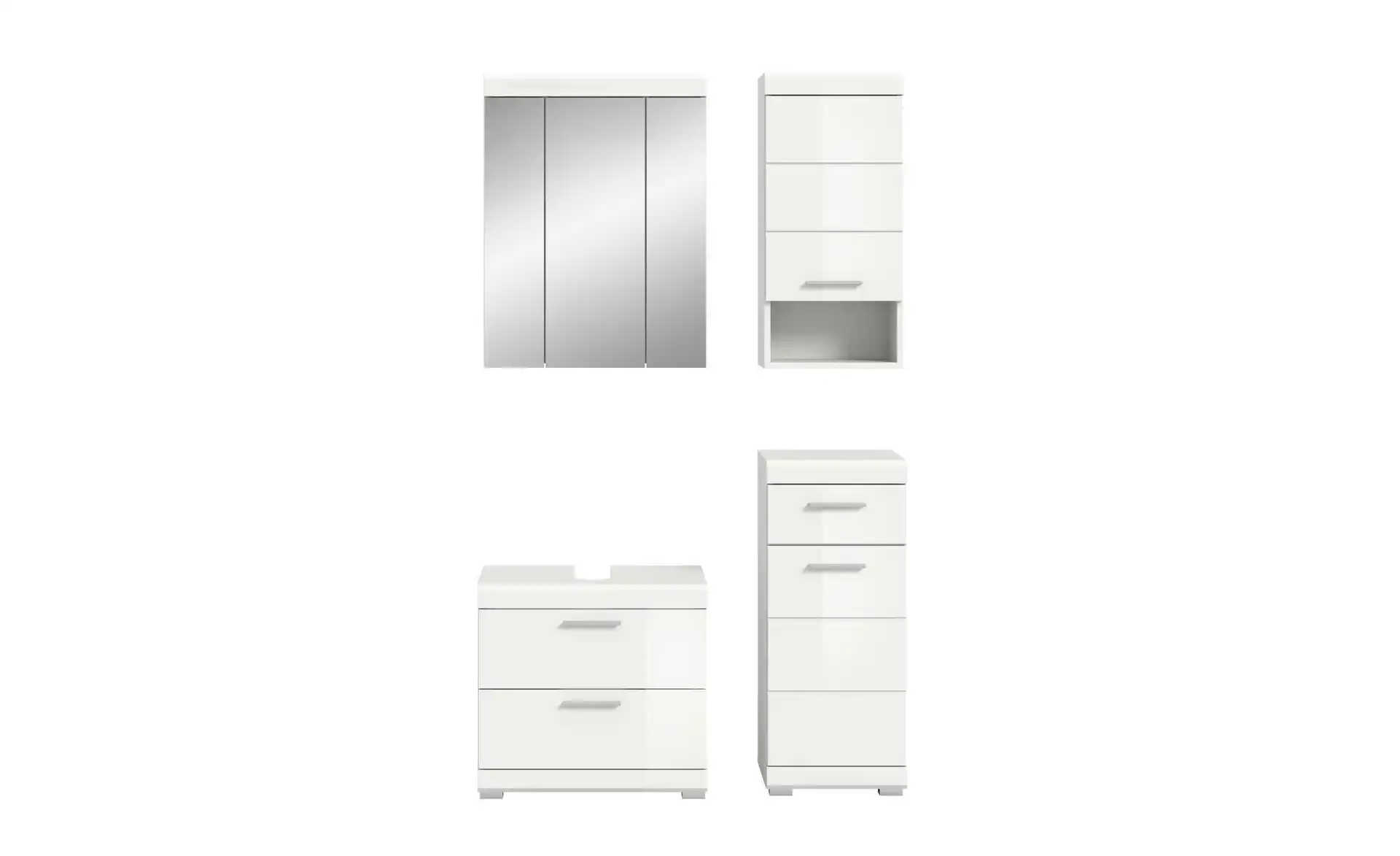 Badmöbel-Set SCHLOONSEE, 4 teilig, bestehend aus: Waschbeckenunterschrank, Spiegelschrank, Unterschrank, Hängeschrank Schloonsee