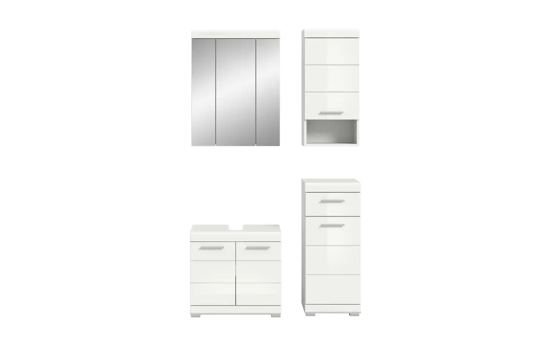 Badmöbel-Set SCHLOONSEE, 4 teilig, bestehend aus: Waschbeckenunterschrank, Spiegelschrank, Unterschrank, Hängeschrank Schloonsee