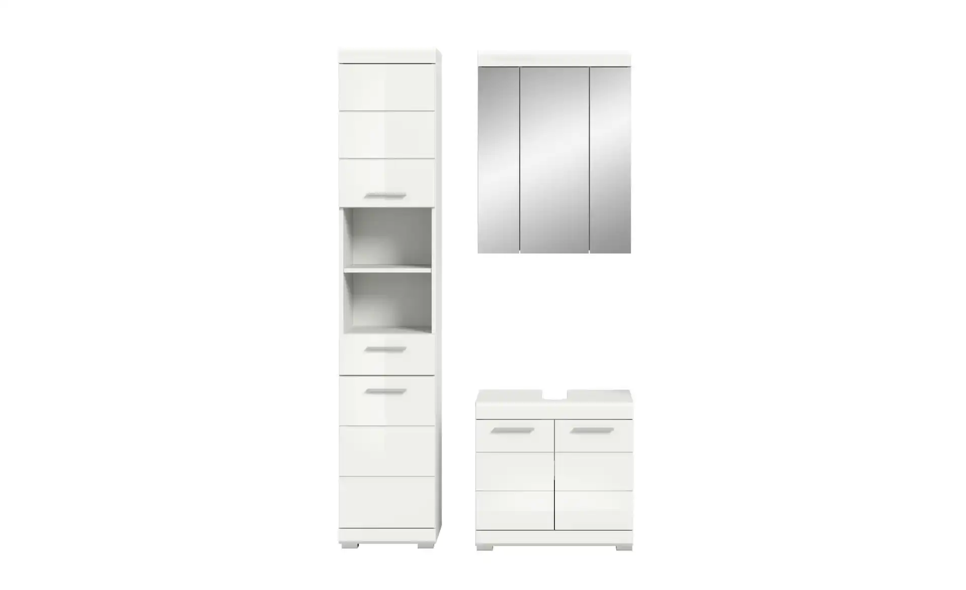 Badmöbel-Set SCHLOONSEE, 3 teilig, bestehend aus: Hochschrank, Waschbeckenunterschrank, Spiegelschrank Schloonsee