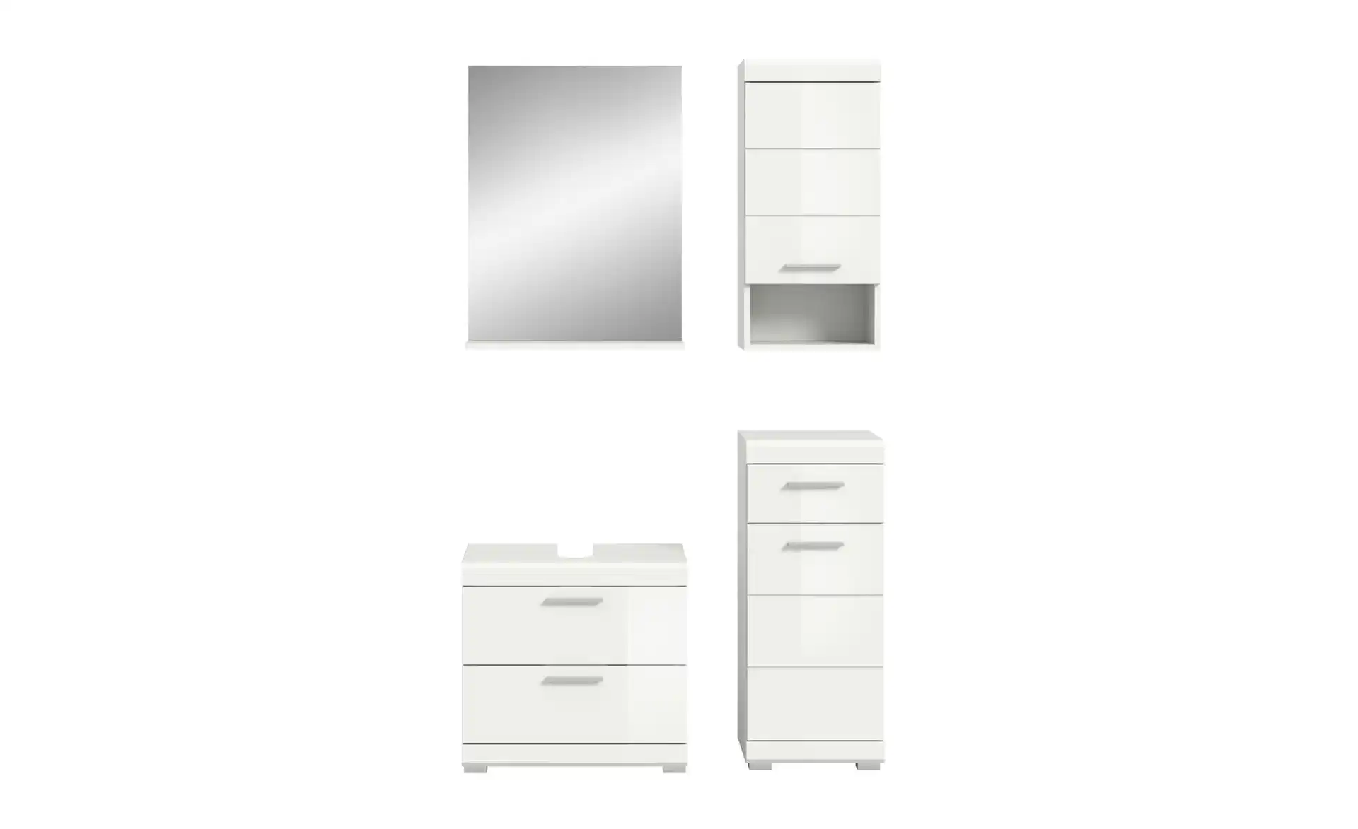 Badmöbel-Set SCHLOONSEE, 4 teilig, bestehend aus: Waschbeckenunterschrank, Spiegel, Unterschrank, Hängeschrank Schloonsee