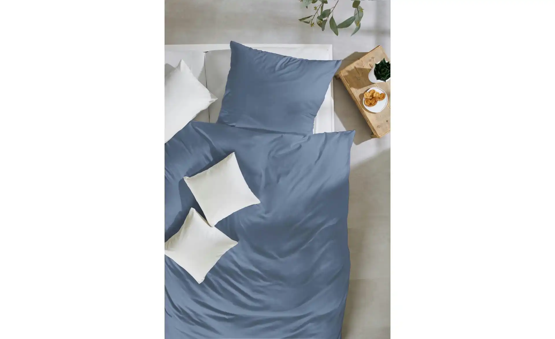 Baumwoll Bettwäsche-Set | Denimblau, 155 cm