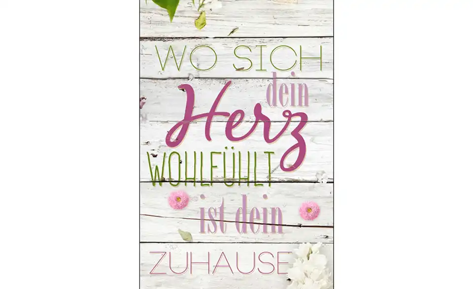 Kunstleinwand 30x80 cm "Wohlfühlherz", Frontansicht