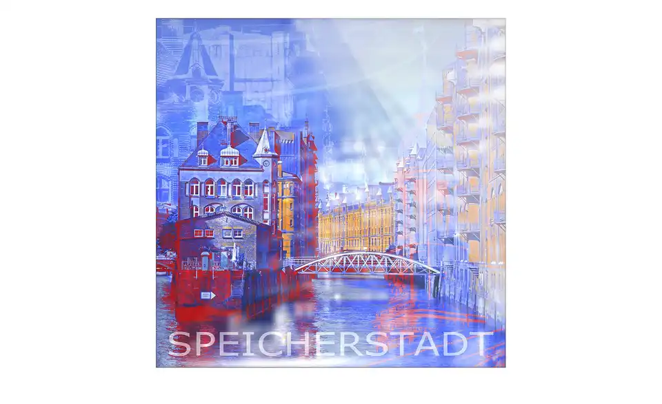 Glasbild 20x20 cm Speicherstadt II, Frontansicht
