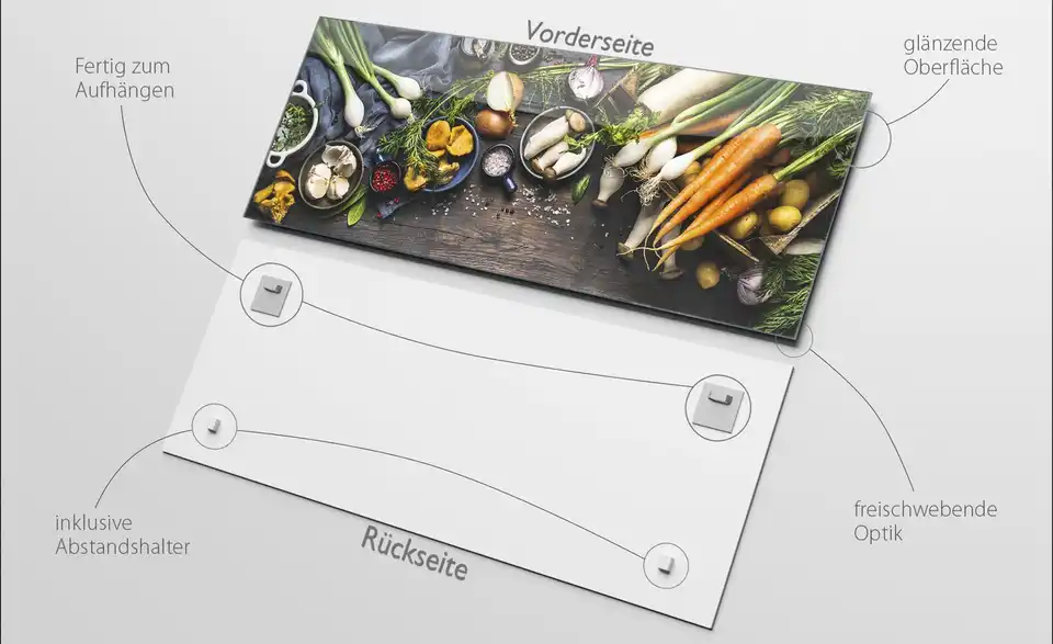 Glasbild 80x30 cm Kitchen Utensils II, Rückansicht
