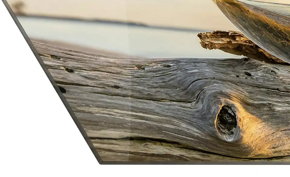Glasbild 80x30 cm Drop on Wood, Detailansicht