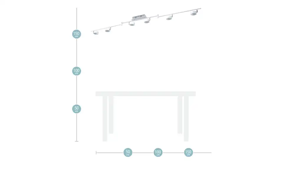 KHG LED Spot 6-flammig, Bemaßung