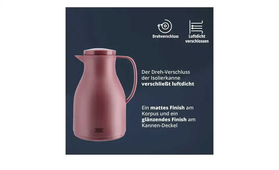 KHG Isolierkanne 1 l rot Anton, Bild mit Text