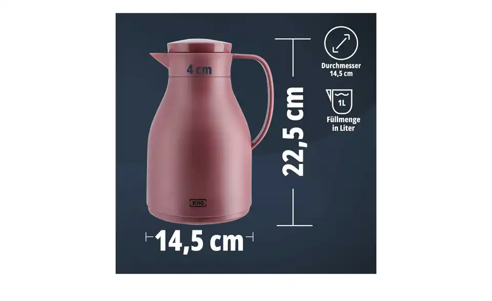 KHG Isolierkanne 1 l rot Anton, Bild mit Text