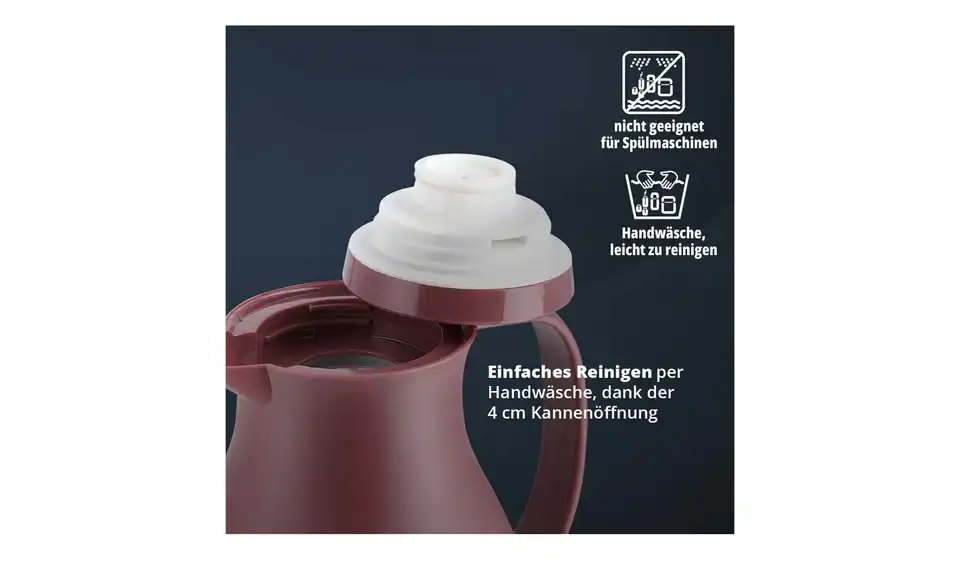 KHG Isolierkanne 1 l rot Anton, Bild mit Text