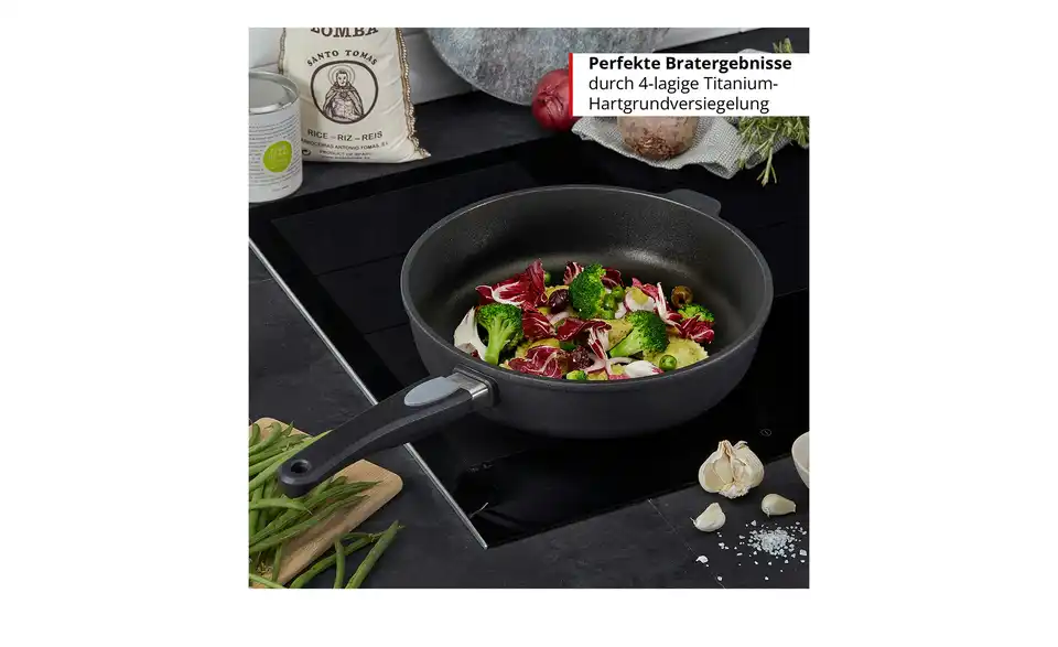 Meisterkoch Pfanne hoch 28cm GENIUS, Bild mit Text