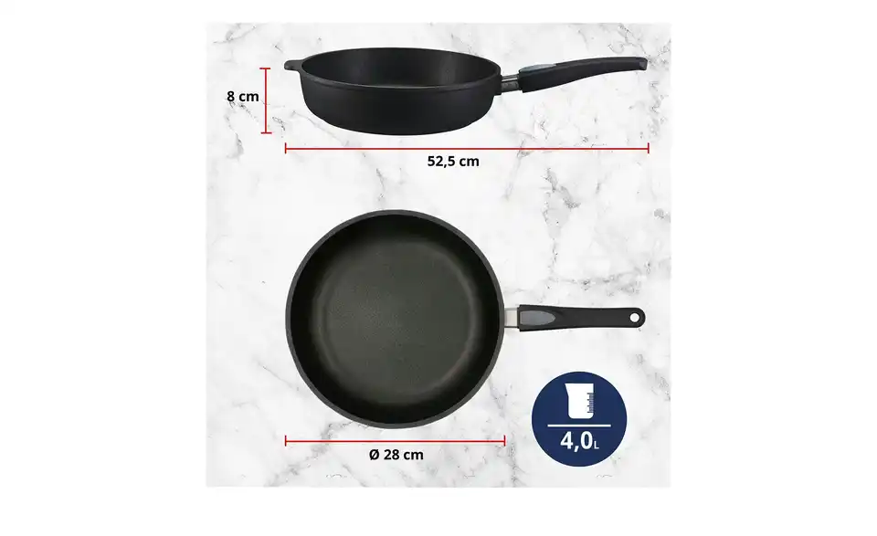 Meisterkoch Pfanne hoch 28cm GENIUS, Bild mit Text