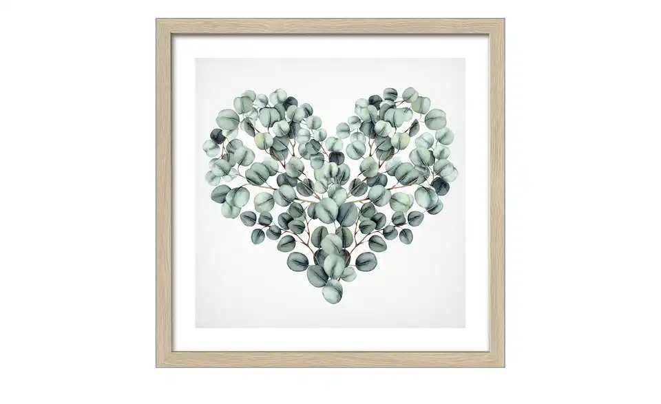 Gerahmtes Bild 30x30 cm Eucalyptus Heart, Frontansicht