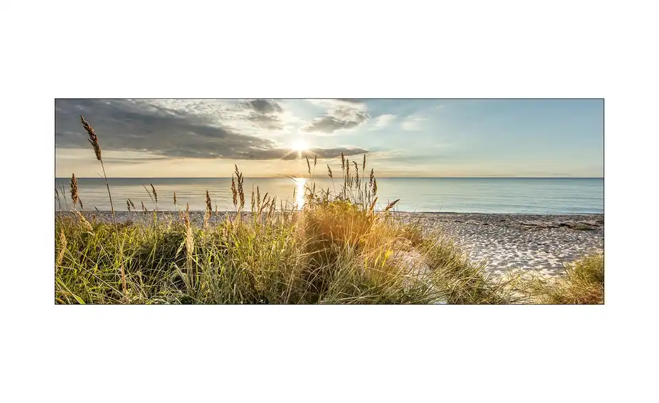 Glasbild 80x30 cm Wilder Strand, Frontansicht
