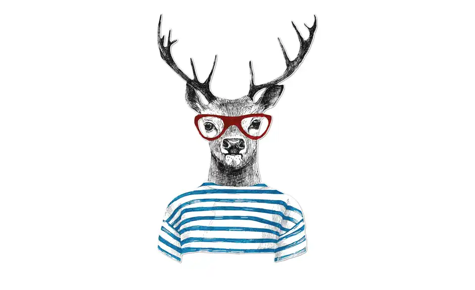 Cut-Out Hirsch mit Brille, Frontansicht