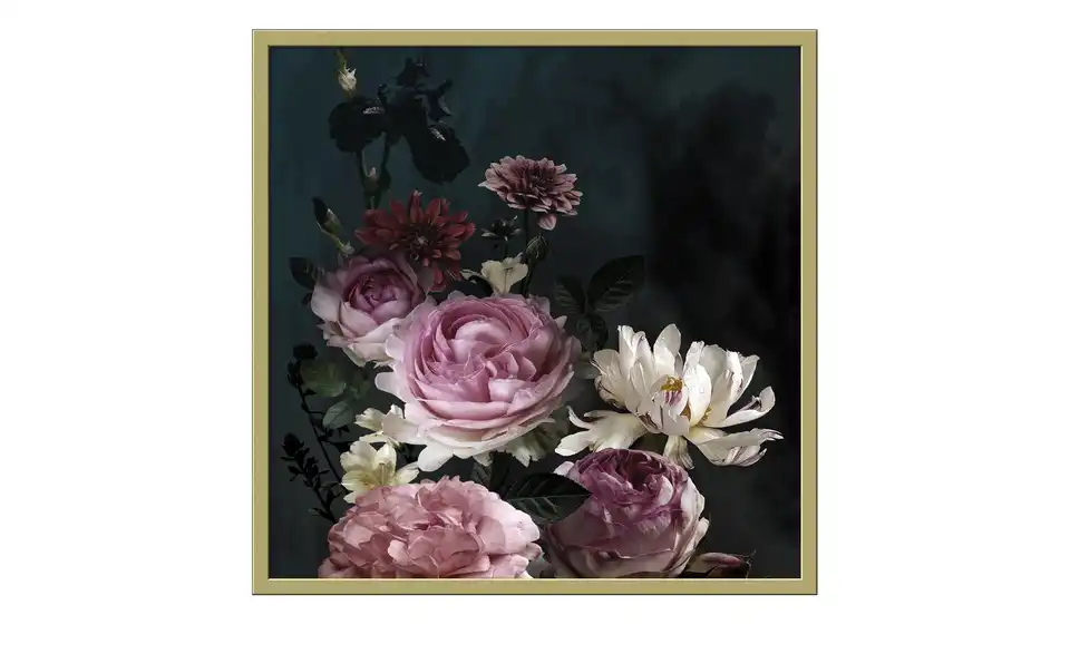 Gerahmtes Bild 53x53 cm Baroque Flowers IV, Frontansicht