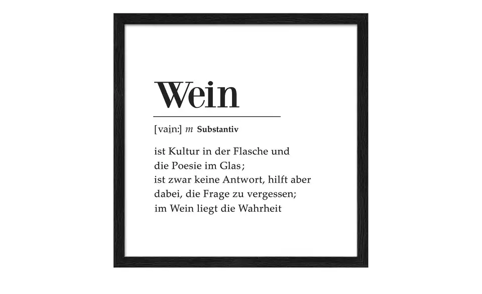 Gerahmtes Bild 33x33 cm Rotwein Definition, Frontansicht