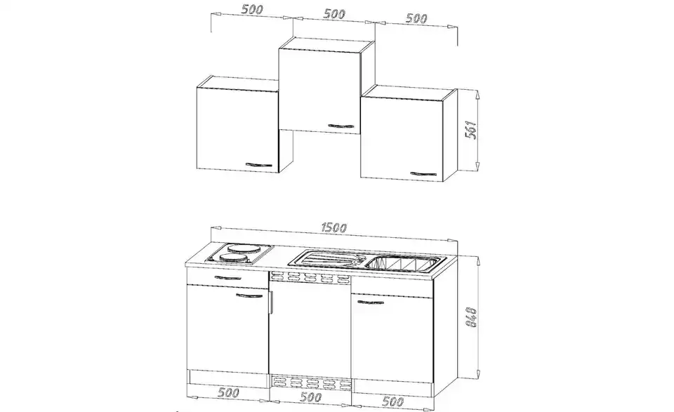 Küchenzeile, Profilansicht