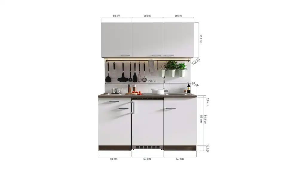 Küchenzeile, Bemaßung