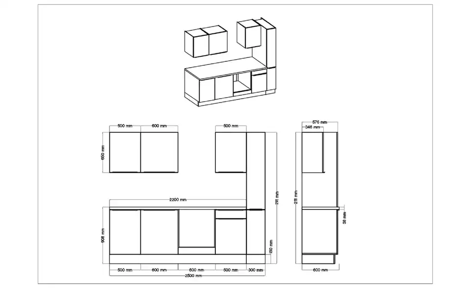 Küchenzeile, Profilansicht