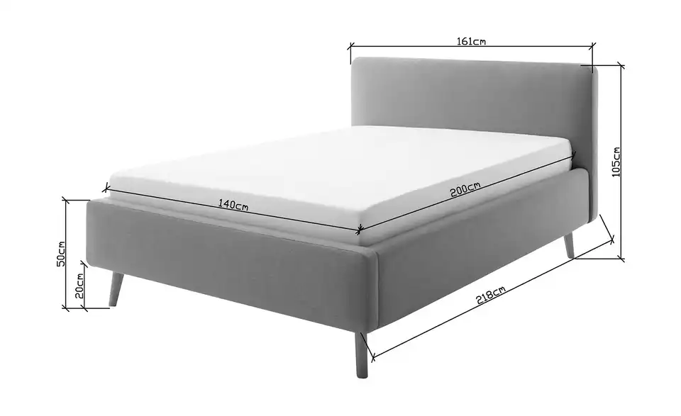 Polsterbettgestell Mattis, Bemaßung