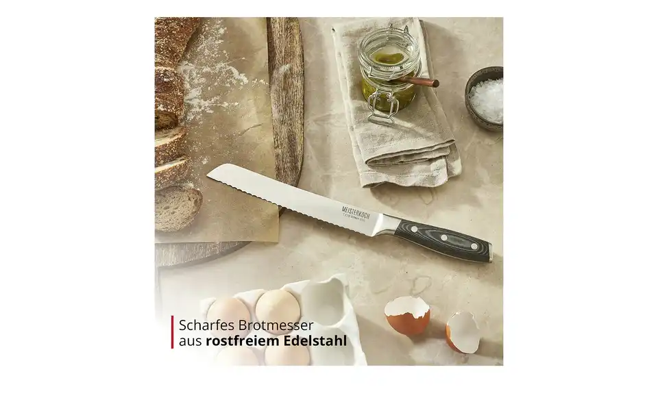 Meisterkoch Brotmesser 20 cm PRIMUS, Bild mit Text