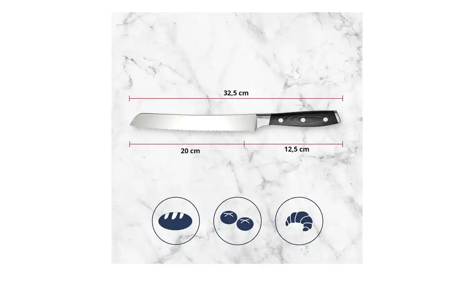 Meisterkoch Brotmesser 20 cm PRIMUS, Bild mit Text