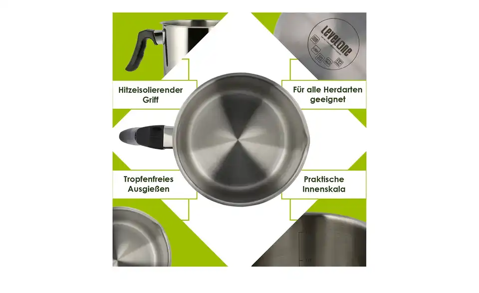 levelone Milchtopf 14 cm, Bild mit Text
