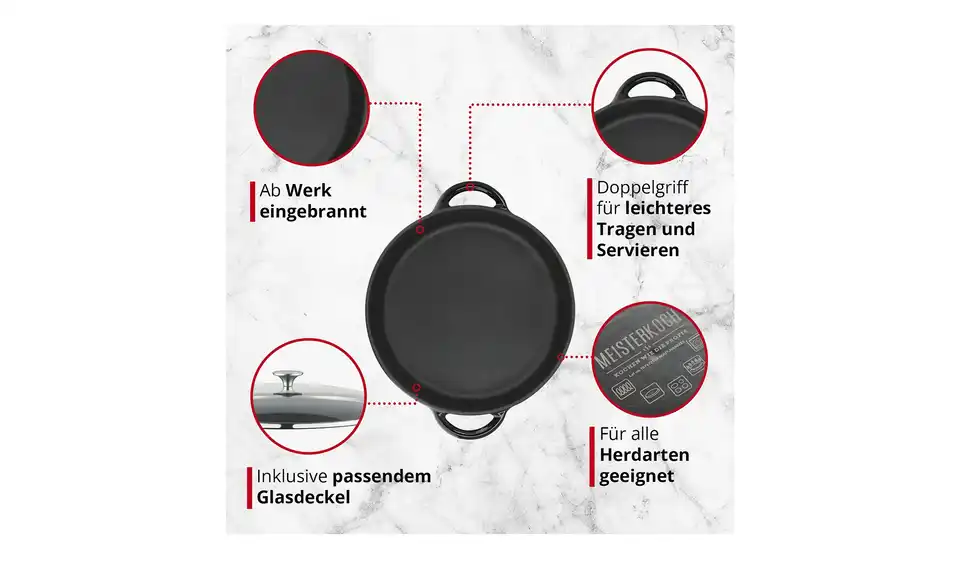 Meisterkoch Gusseisen-Servierpfanne OPUS, Bild mit Text