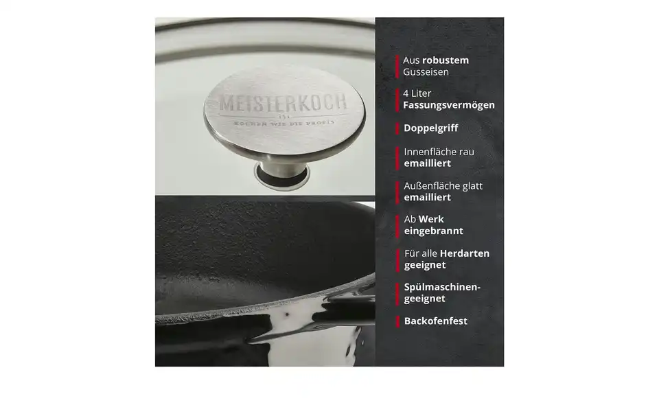 Meisterkoch Gusseisen-Servierpfanne OPUS, Bild mit Text