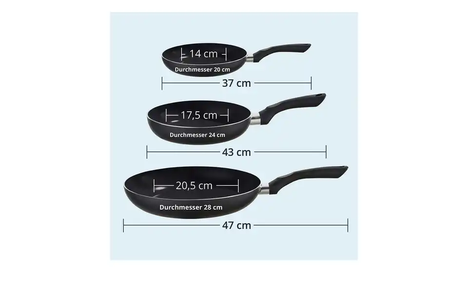 KHG Pfannenset 3-teilig, Bild mit Text
