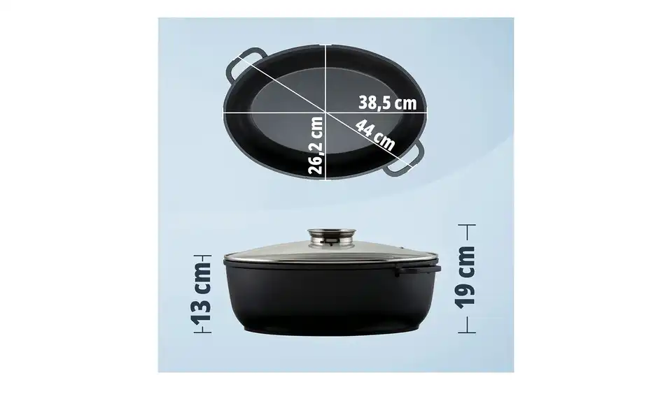 KHG Aromabräter aus Aluguss, Bild mit Text