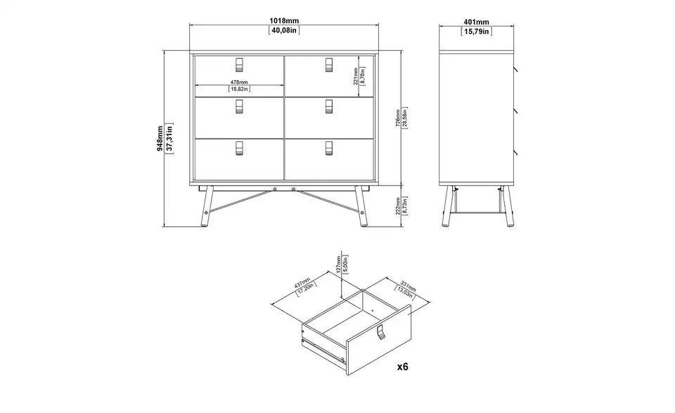 Kommode Ry, Frontansicht
