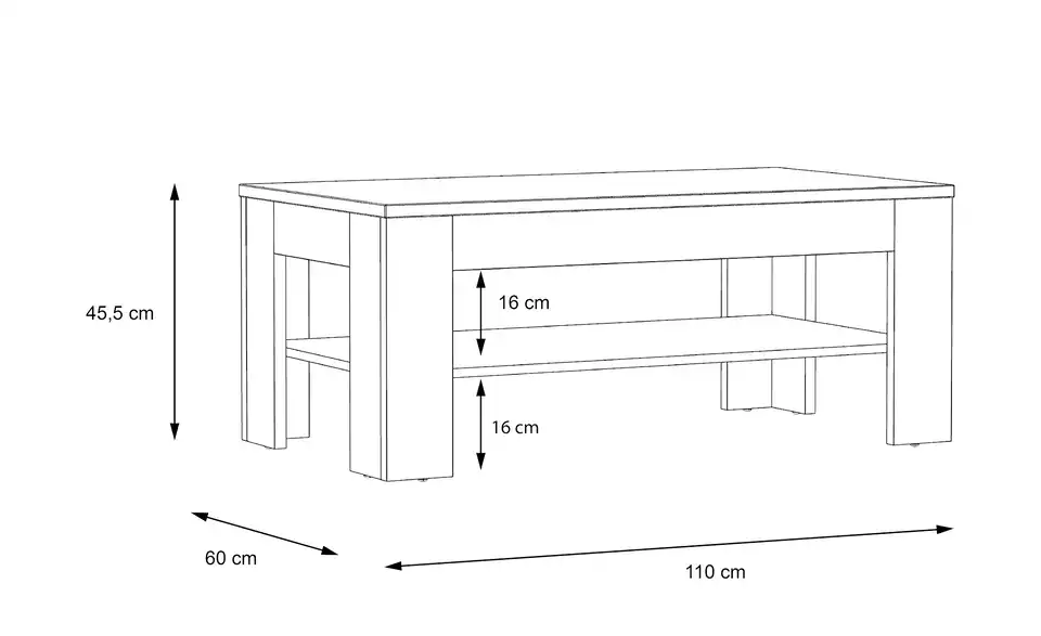 Couchtisch Sevilla, Bemaßung