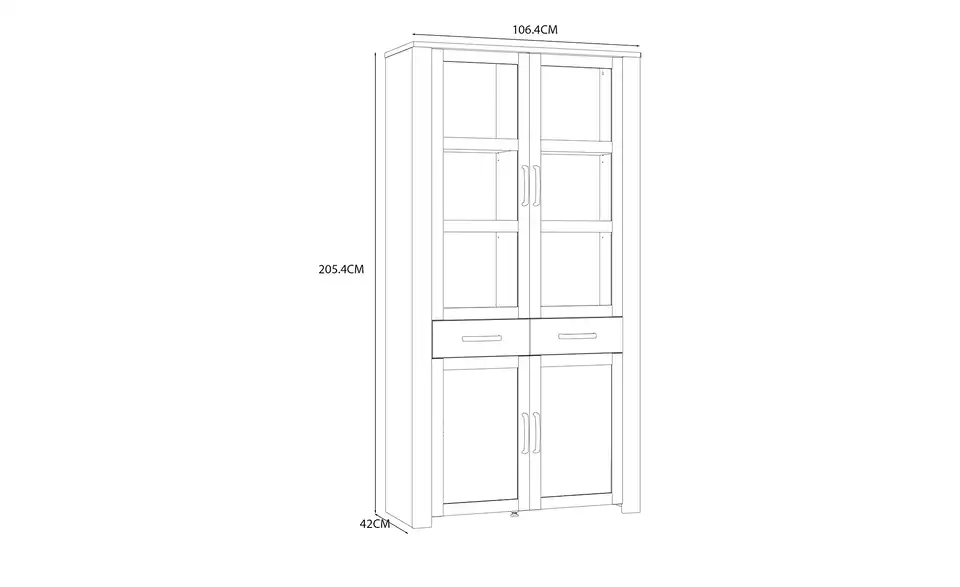 Doppelvitrine Bohol, Bemaßung