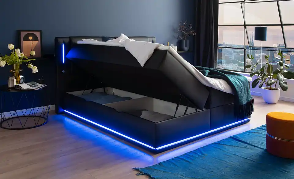 Boxspringbett mit Stauraum Lumino, Funktionsansicht