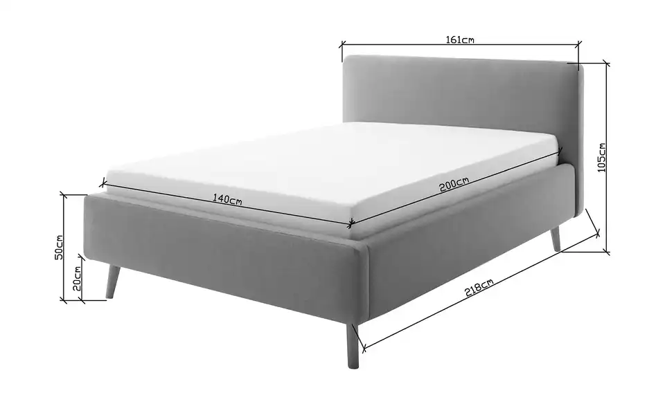 Polsterbettgestell Mattis, Bemaßung