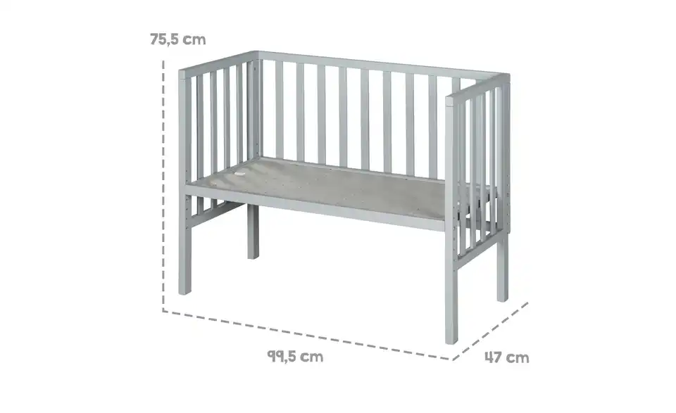 Roba Beistellbett Style, Bemaßung