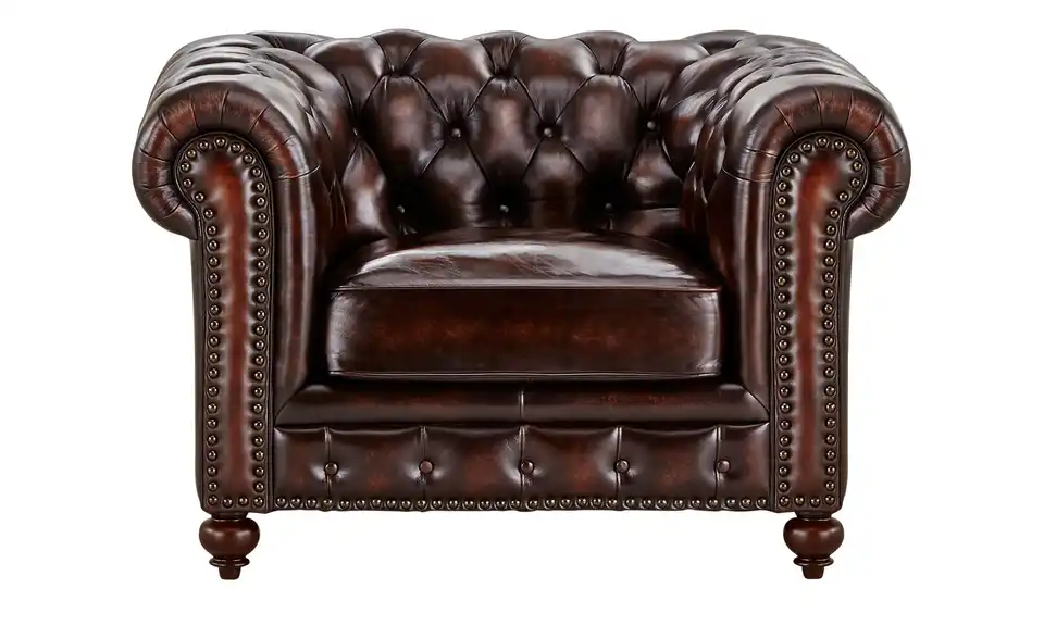 uno Ledersessel Chesterfield, Frontansicht